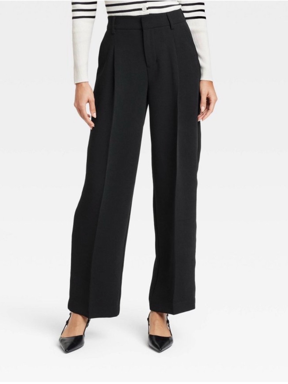 a new day Black Crepe straight Wide-Leg Dress Pants Size 12L